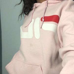 FILA Pink Hoodie w FILA Logo on Front and Sleeve.
